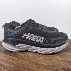 Hoka One One Bondi 7 Womens Black And White Size 9.5 Athletic Shoes 1110519 BWHT